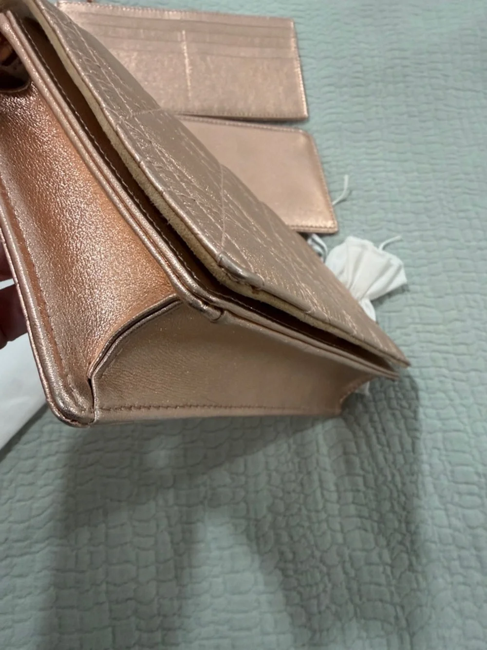 Dior Lady Dior Wallet on Chain - limited edition Metallic Rose Gold - Picture 7 of 13